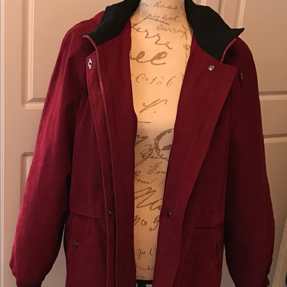 burgundy hooded coat